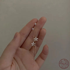 Long Tassel Zircon Flower Earrings Jewelry Accessories