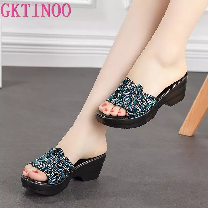 Large Size Women Sandals Summer Fashion Slippers Wedge Shoes