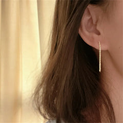 Silver Plating Gold Sparkling Long Earrings Jewelry
