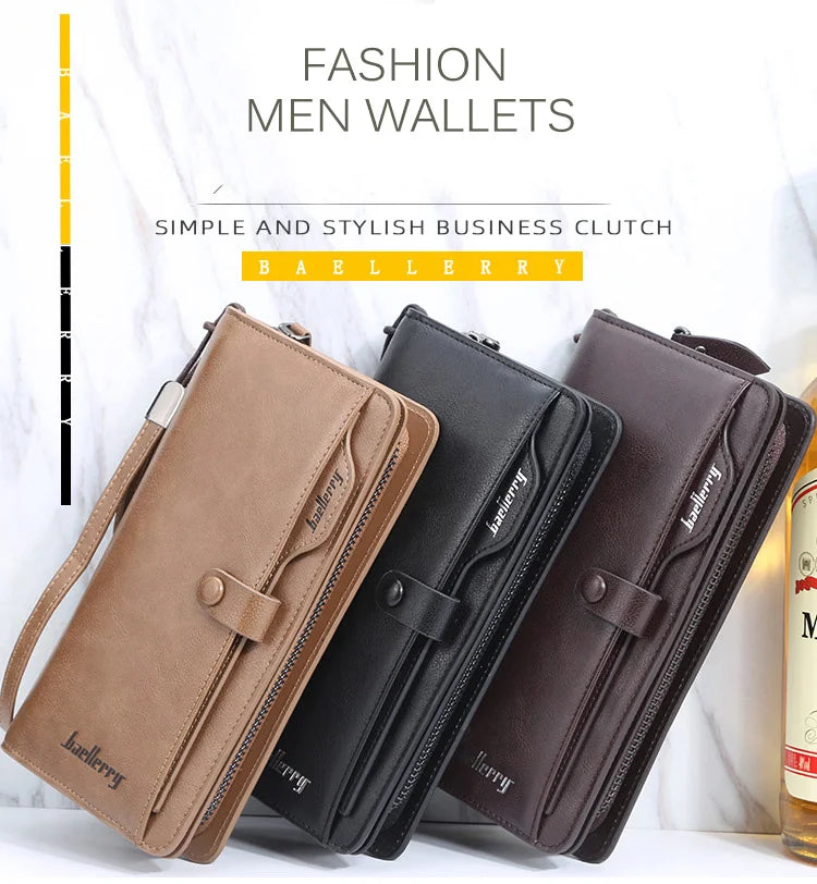 Men Long Fashion Wallets Design Zipper Card Holder