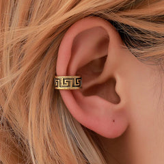 Retro Carving Pattern Single Plated Alloy Ear Cuff Clip Earrings