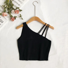 Women Plain Crop Tops Camisoles Off Shoulder