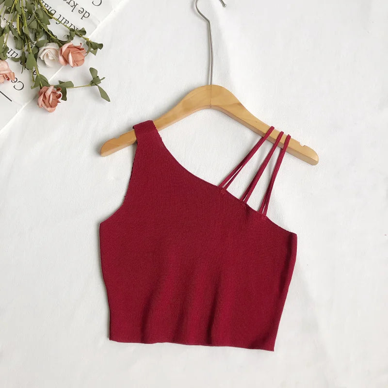 Women Plain Crop Tops Camisoles Off Shoulder