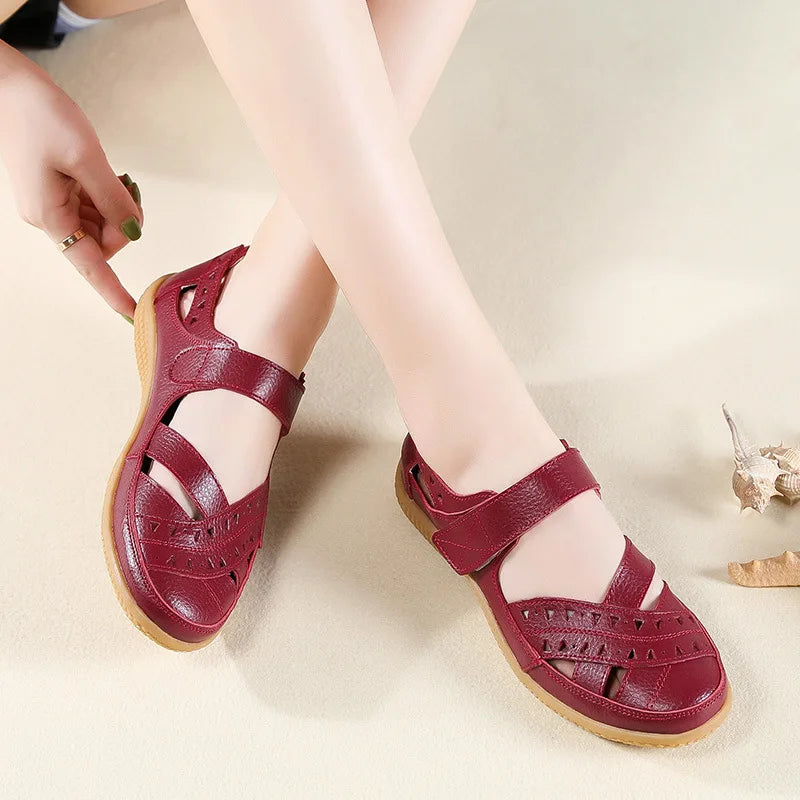 Hollow White Shoes Sandals Flats Loafers Summer Cool Plus Size