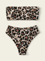 Leopard Print Bikini Suit for Women Push Up Bra