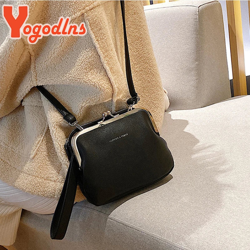 Simple Solid Color Shoulder Bag Female PU Leather Crossbody Bag