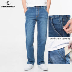 large size men's loose denim clothing zipper pocket jeans