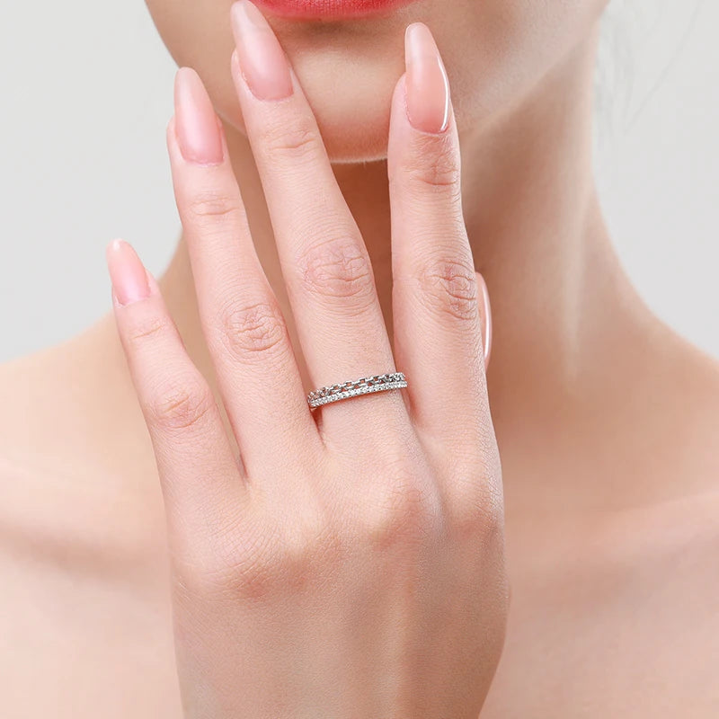 Fashion Zircon Chain Shape Stackable Finger Ring Jewelry