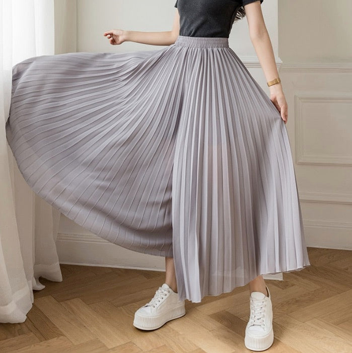 Loose Pleated Chiffon Pants Elastic High Waist Thin Wide Leg Pants