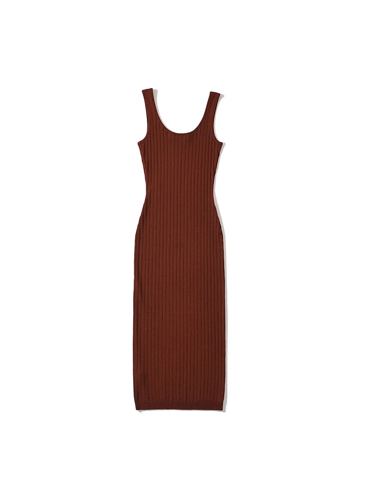 Summer Knitted O-neck Sleeveless Tank Dress