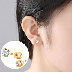 1Pair Stainless Steel Crystals Stud Earrings Jewelry