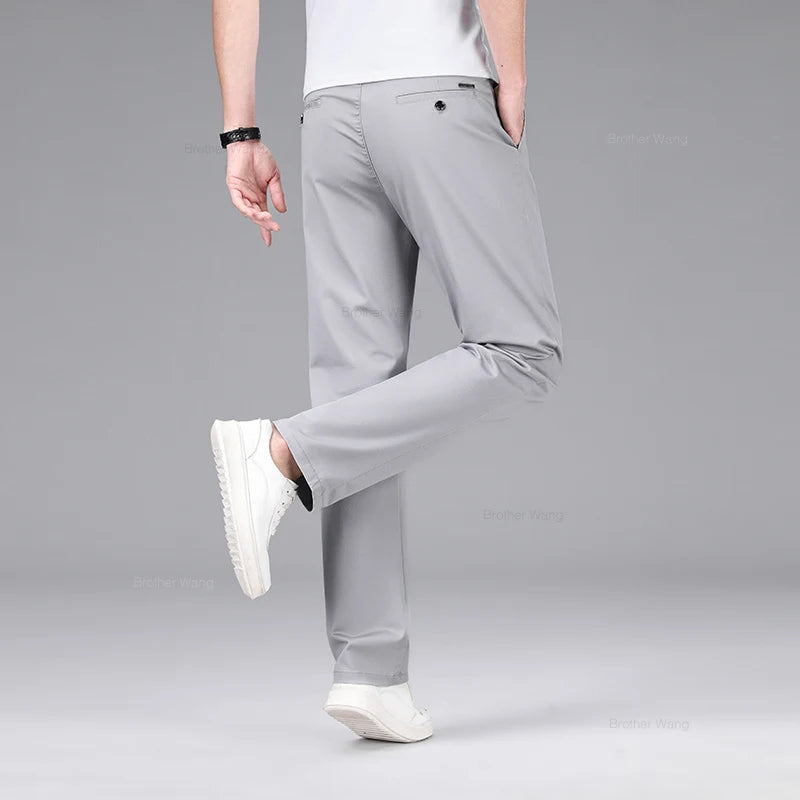 Classic Style Men's Cotton Elastic Casual Pants