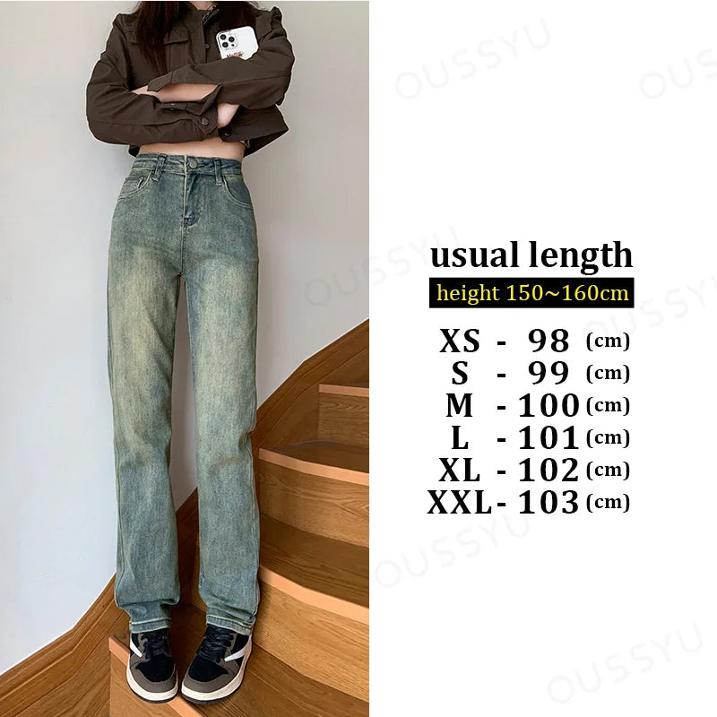 Y2K Straight Jeans Women's Loose High Waist Wide Leg