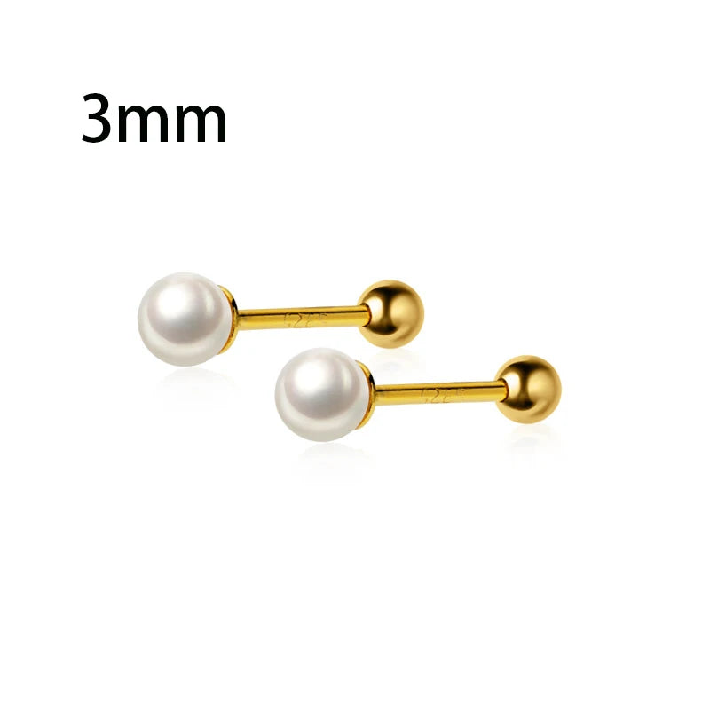 Stainless Steel Pearl Ear Studs Earrings Jewelry