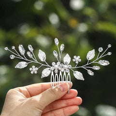 Crystal Pearl Hair Comb Clip Pin Alloy Leaf Hair Comb