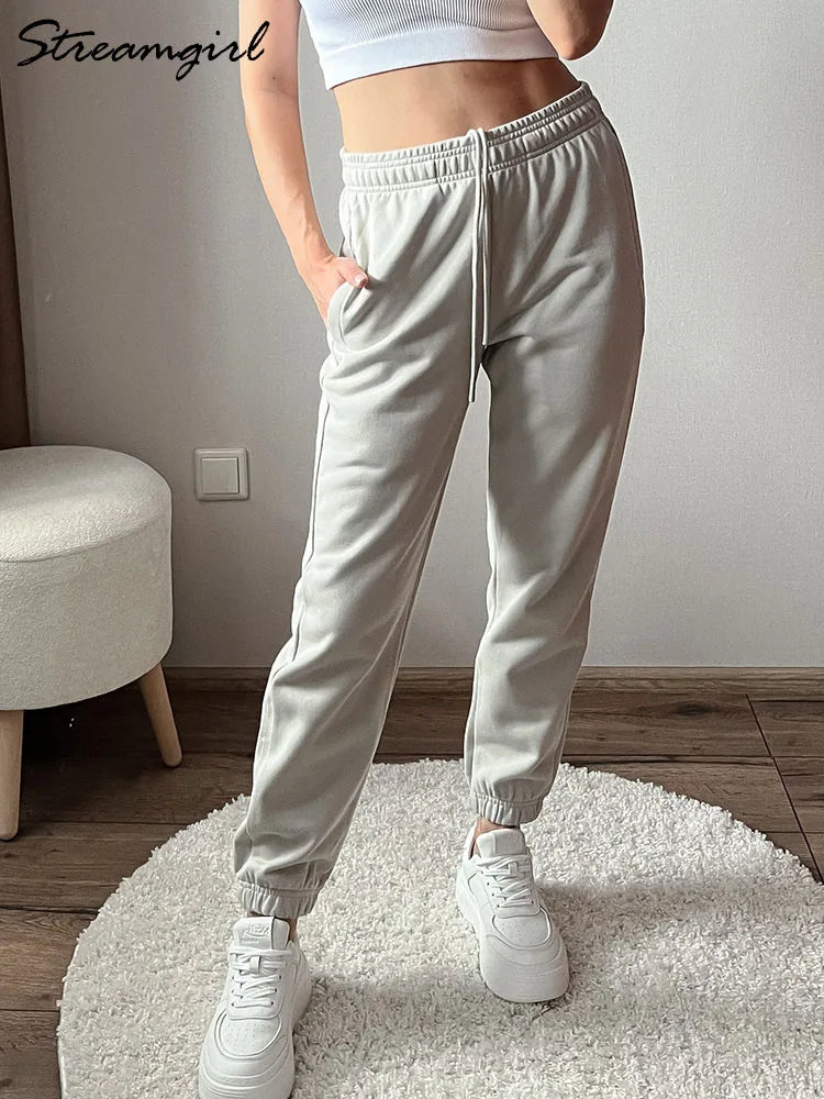 Straight Sweatpants Pants High Waist Cotton Trousers  Joggers