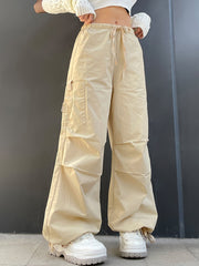 Light Khaki Cargo Streetwear Big Pocket Patchwork Casual Pants