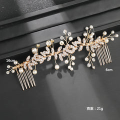 Wedding Pearl Leaf Crystal Hair Comb Hairpin Headband