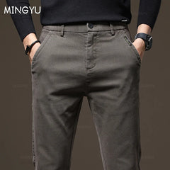 Pants Men Elastic Waist Slim Clothing Thick Cargo Trousers Plus Size