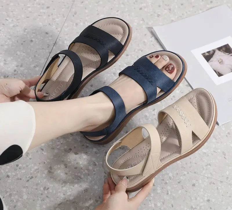 Fashion Women Summer Hook Loop Casual Open Toe Wedges