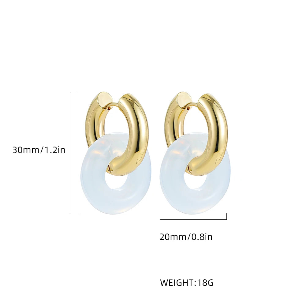 Vintage Stone Pendant Hoop Earrings for Women S