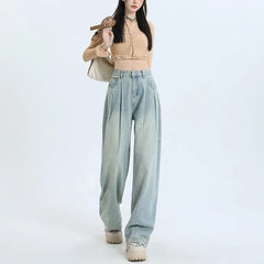 wide leg jeans for women loose fit high waist Jeans retro