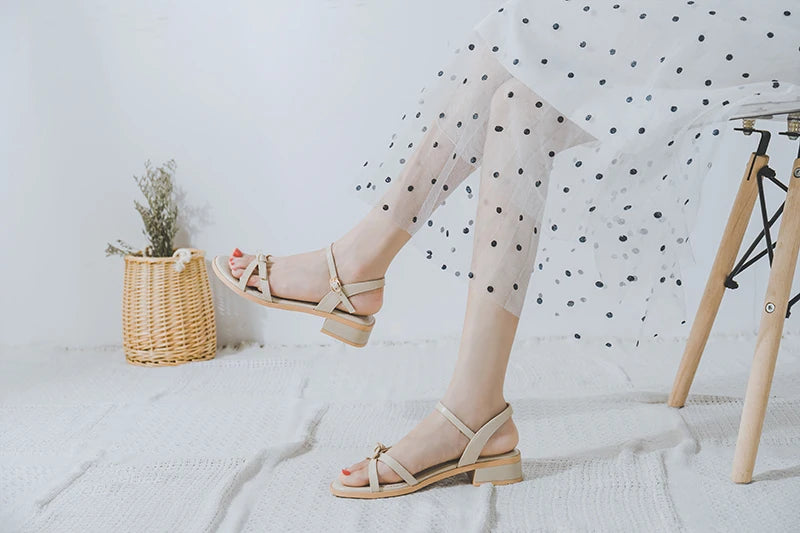 Woman Sandals Solid Color Open Toe Heels Casual