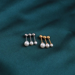 Stainless Steel Pearl Ear Studs Earrings Jewelry