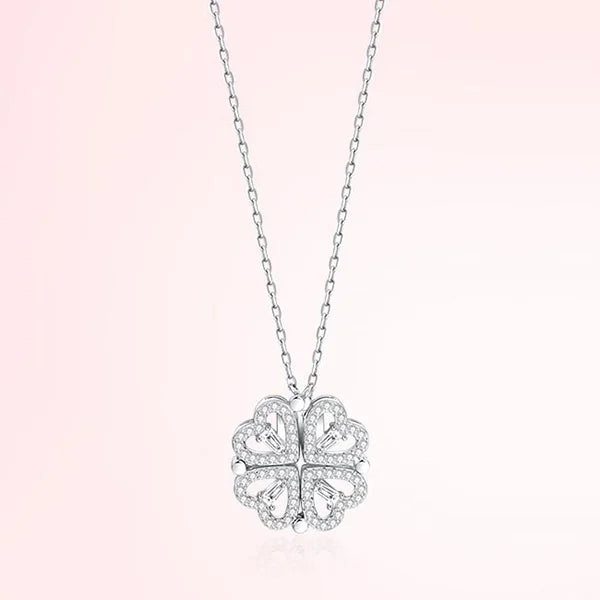 Heart Shaped Four Leaf Clover Pendant Necklace Choker Jewelry