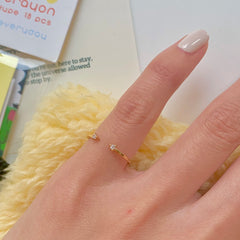 925 Sterling Silver Inlaid Zircon Mini Lines Open Ring