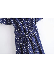 Vintage Chic Polka Dot Short Sleeve Bohemian Maxi Dress