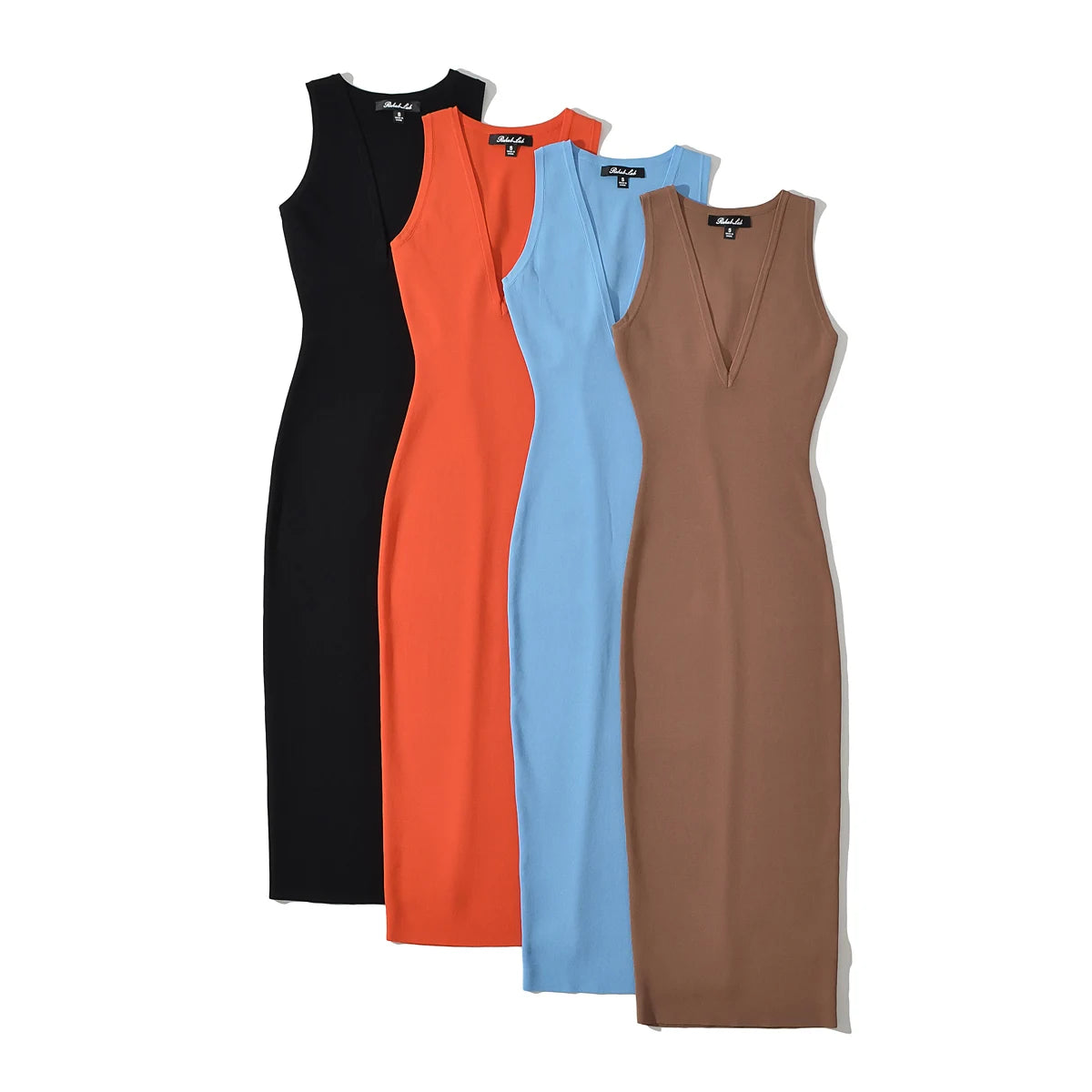 Casual V-neck Sleeveless Midi Dress Colors Knitted