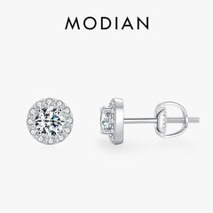 Moissanite Earrings For Women Silver Classic Round Jewelry