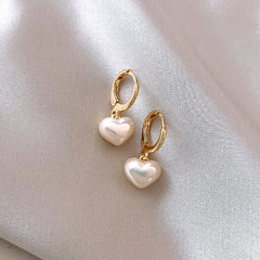 Classic Design Pearl Heart Pendant Earrings Fashion Jewelry