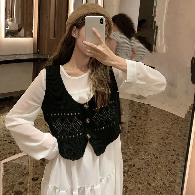 V-neck Sweater Vest Women All-match Chic Comfortable Trendy