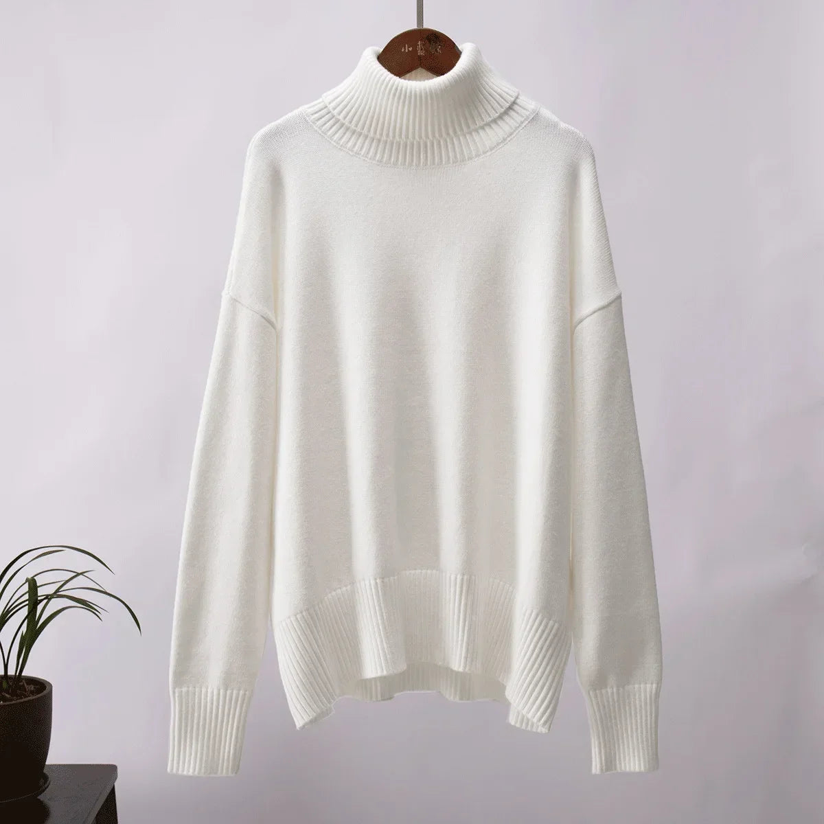 High Neck Pullover Warm Loose Knitted Base Sweater Jacket Tops