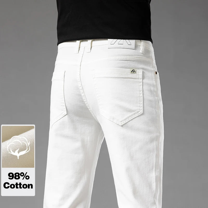 Classic Style Summer Men's Slim Fit White Jeans