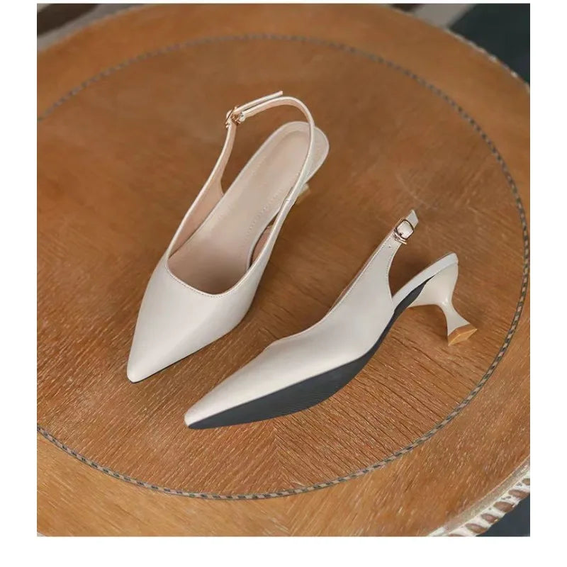 Sandals Pointed Toe Slingbacks Pumps Wedding Shoes Low Heels Dress Shoes