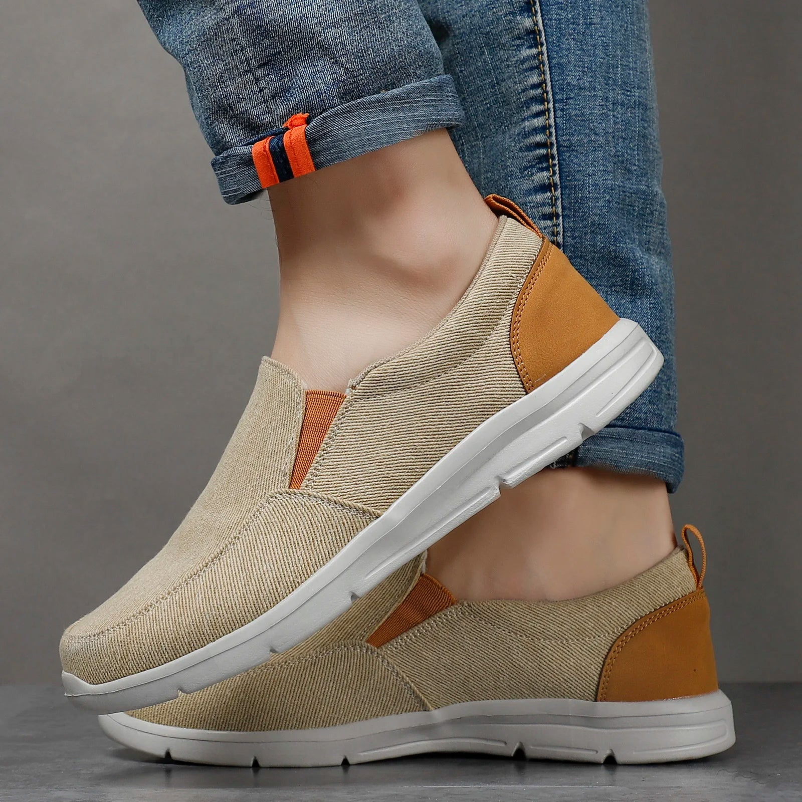 Men Canvas Shoes Comfortable Outdoor Slip On Sneakers