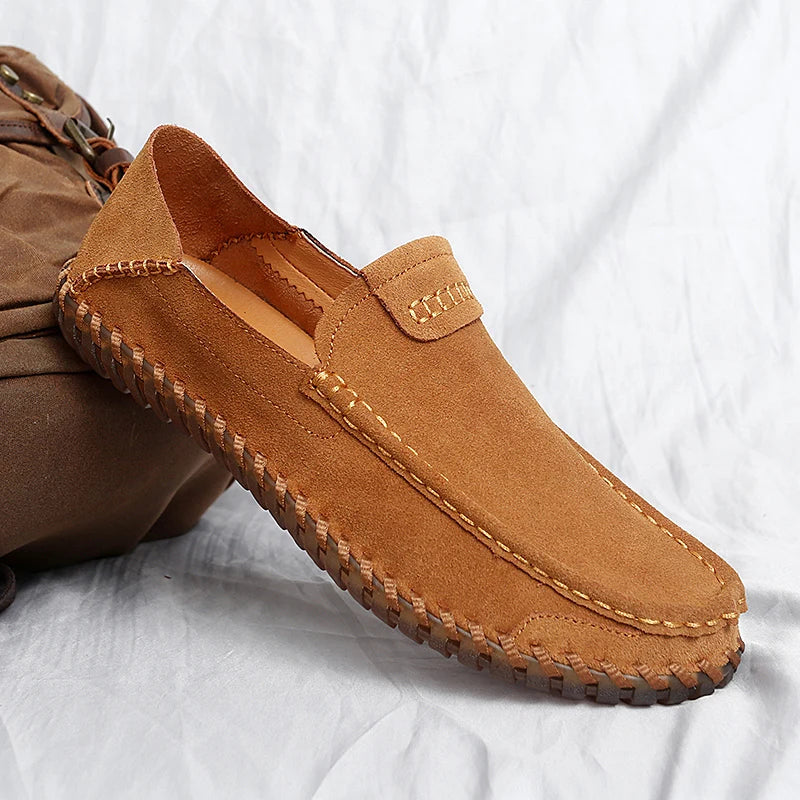 Suede Men Loafers Casual Shoes Slip On Moccasins Plus Size