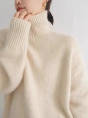 High Neck Pullover Warm Loose Knitted Base Sweater Jacket Tops