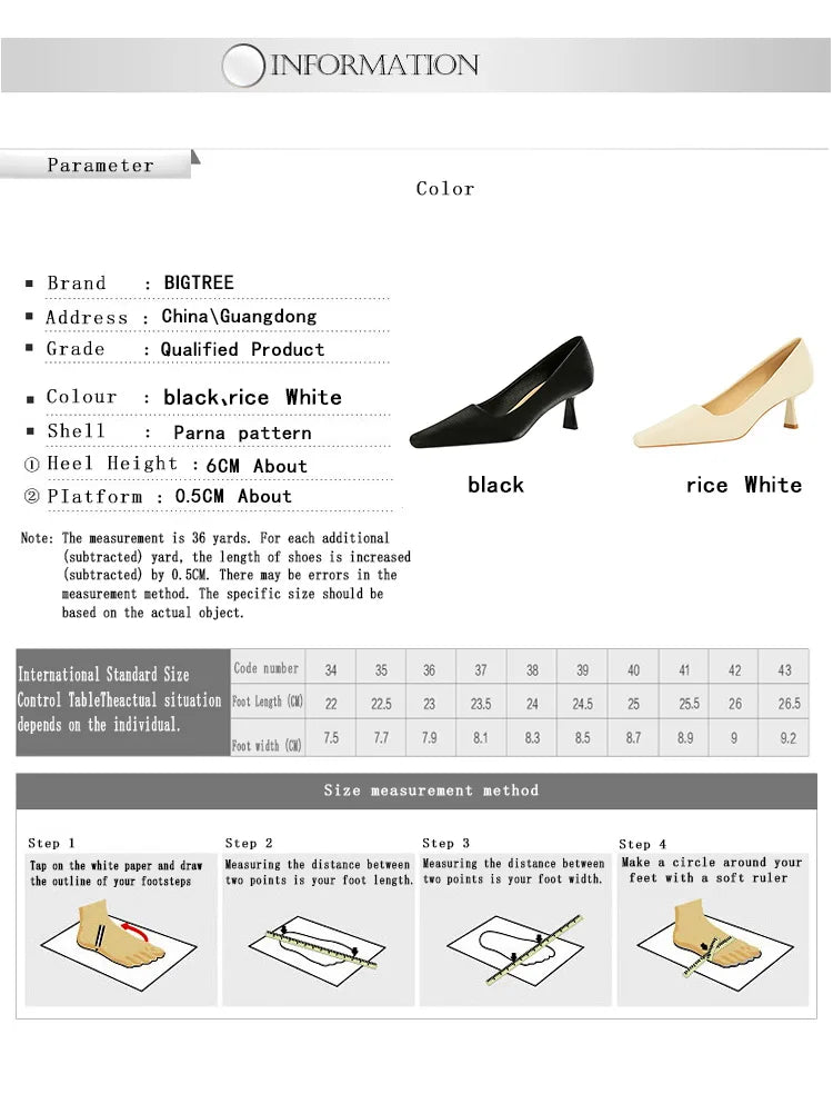 Shoes Spring Heels Square Head Women Pumps Office Shoes