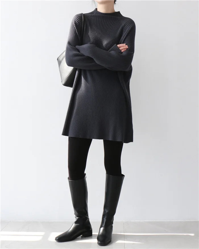 Women Casual oversize Sweater Dresses batwing sleeve