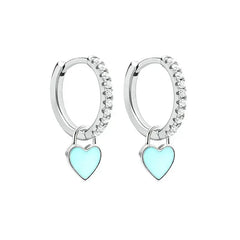 Heart Cute Candy Neon Color Silver Golden Color Hoop Earrings