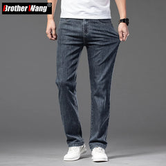 Summer Men's Thin Jeans Elastic Waist Fashion Casual Denim