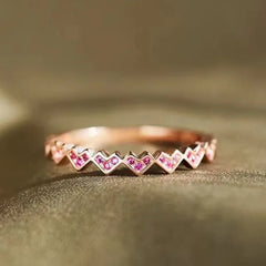 Sweet Pink Cubic Zironia Heart Rings Accessories Trendy Jewelry