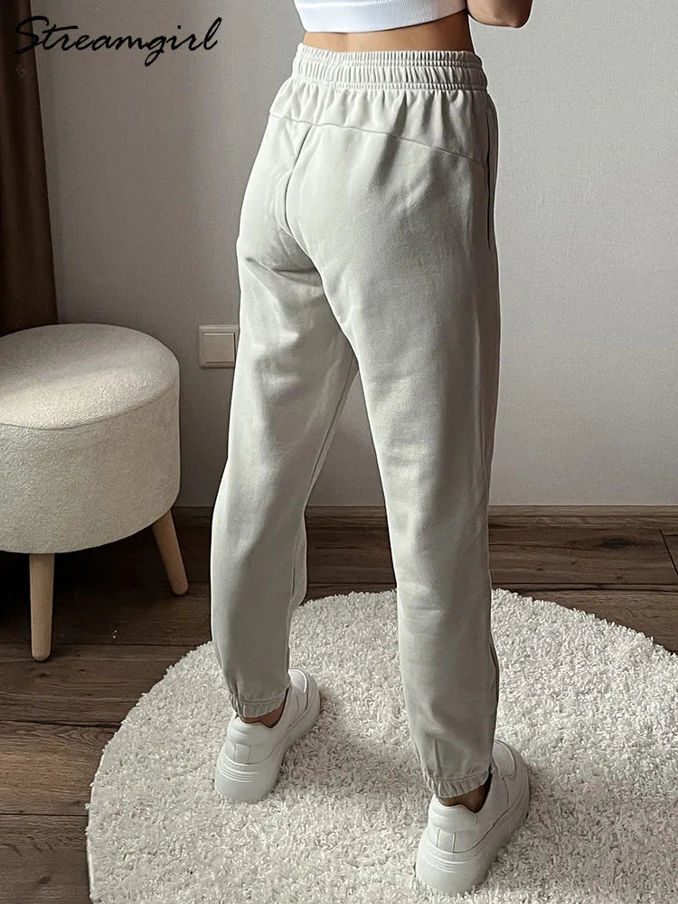 Straight Sweatpants Pants High Waist Cotton Trousers  Joggers