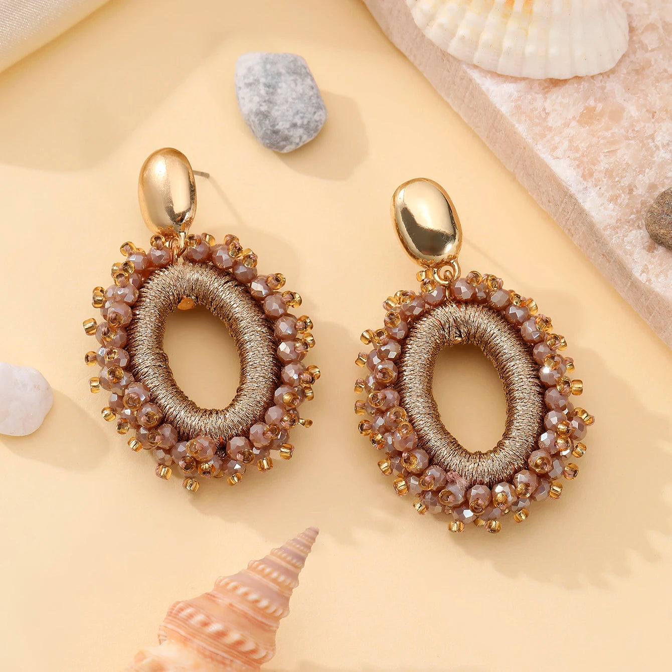 Fashion Big Drop Earrings for Thread Crystal Beads Jewelry