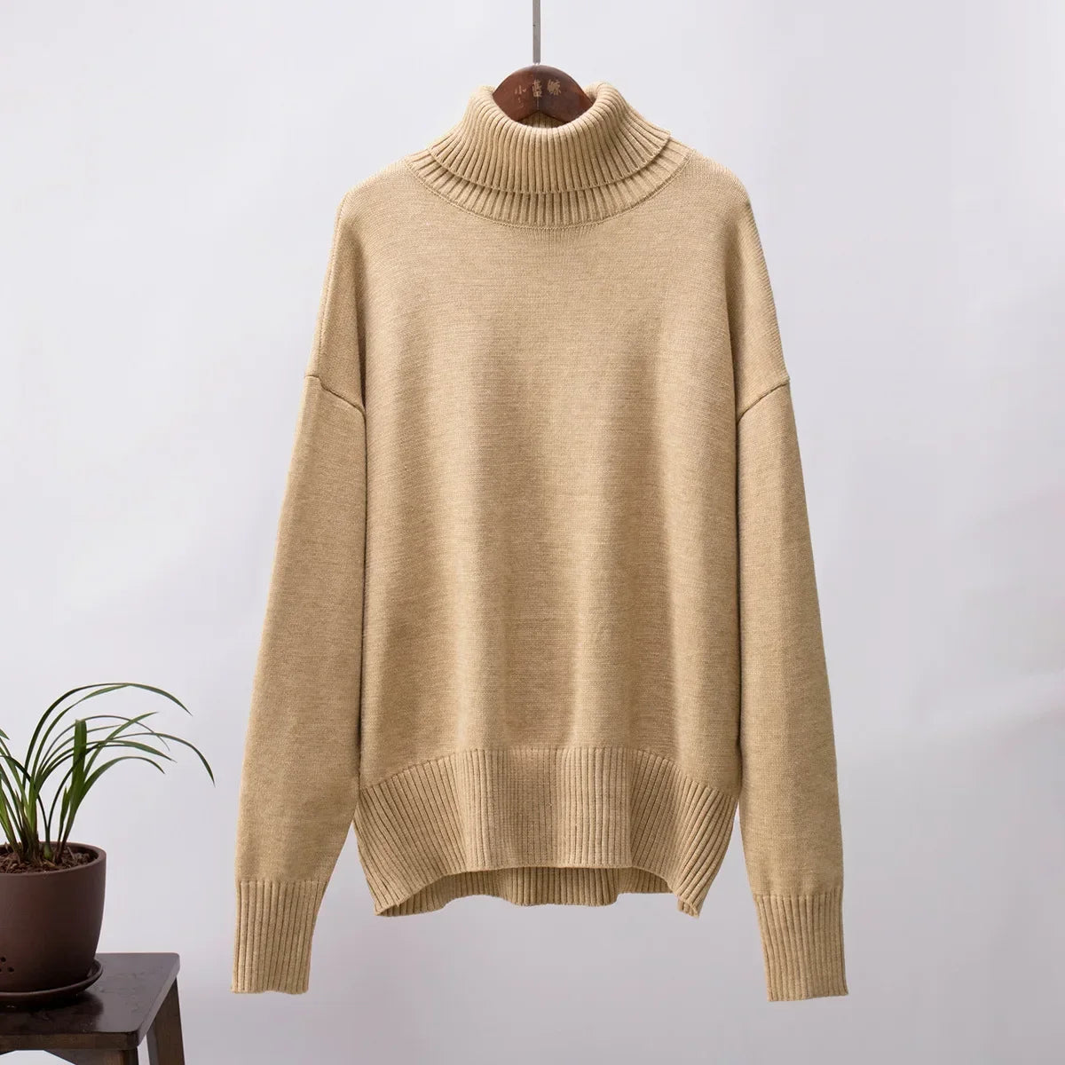 High Neck Pullover Warm Loose Knitted Base Sweater Jacket Tops