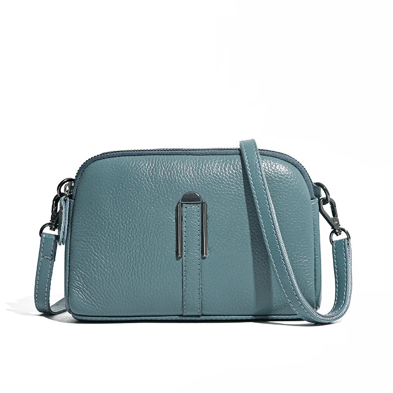 Genuine Leather Crossbody Bag Solid Color Clutch Phone Bags